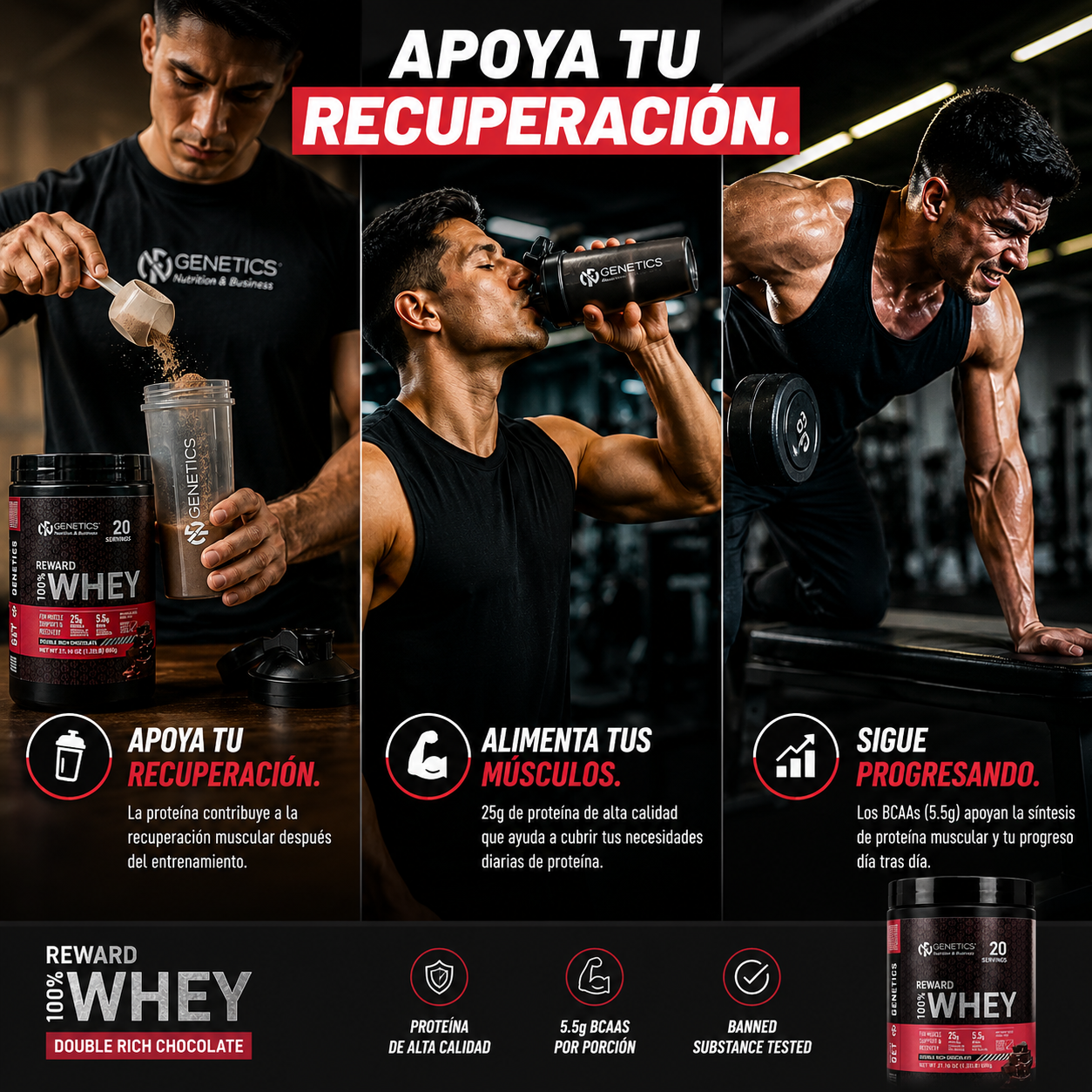 Tu Esfuerzo Merece Resultados. PROTEINA 100%WHEY CHOCOLATE 600g pequeña