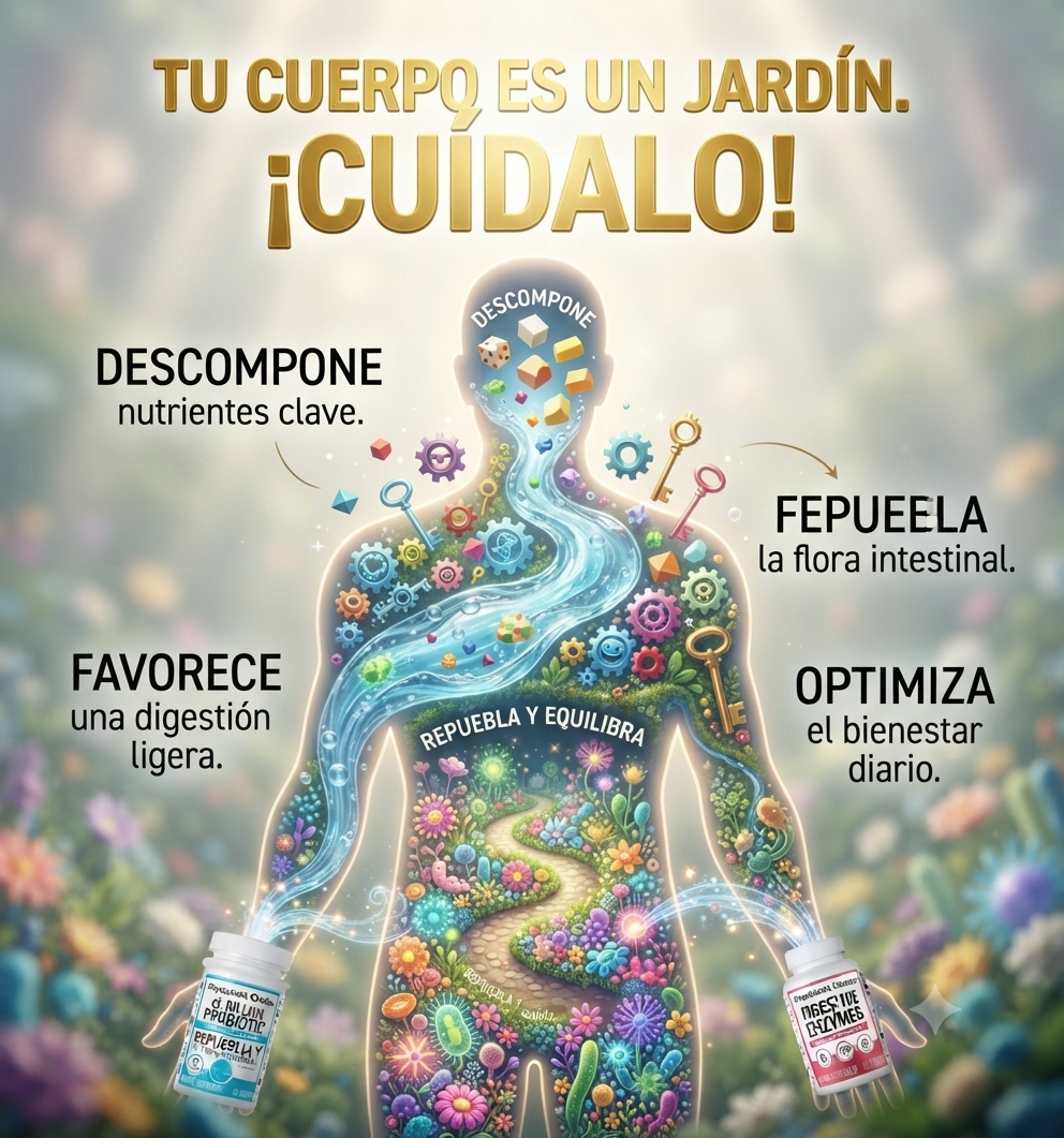 "El Dúo Definitivo para tu Bienestar: Probióticos + Enzimas."