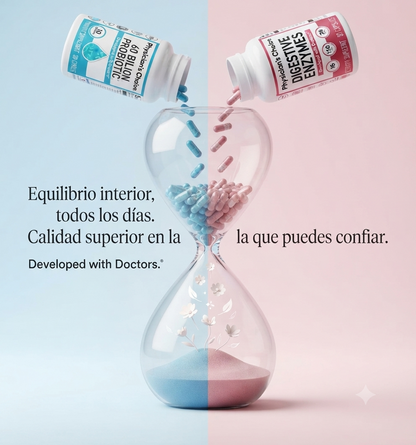 "El Dúo Definitivo para tu Bienestar: Probióticos + Enzimas."