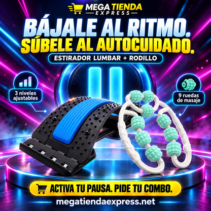 Combo Estirador Lumbar + Rodillo 9 Rueda